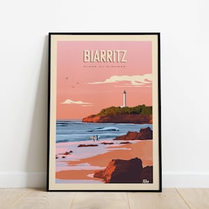 Biarritz Travel Poster / Basque Coast Poster / Vintage Miramar Beach Poster