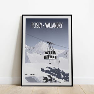 Plakat podróżniczy Peisey Vallandry/plakat Vanoise Express/plakat zabytkowej kolejki linowej