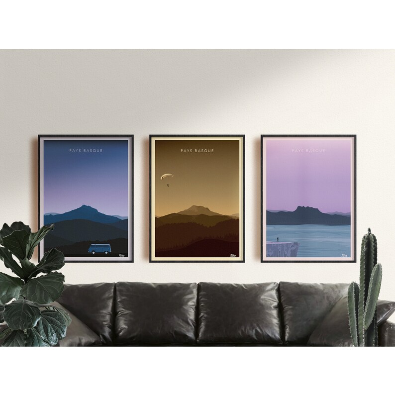 Cartel de viaje del País Vasco / Cartel de viaje de Van Life / Cartel vintage del suroeste de la costa oeste imagen 4