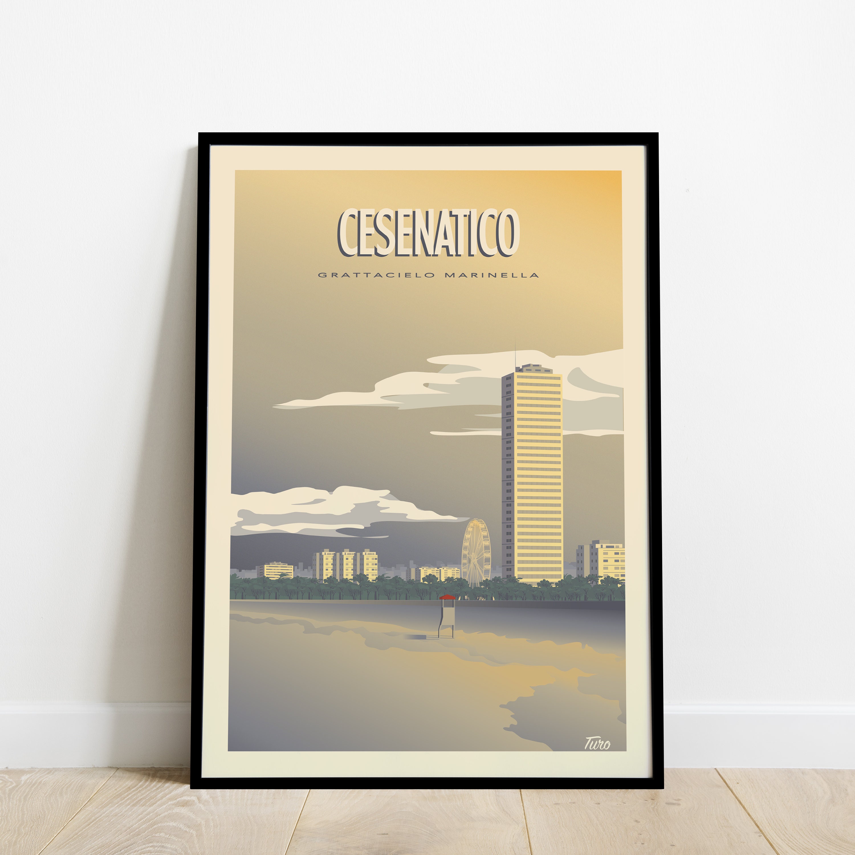 Cesenatico Travel Poster/Affiche Grattacielo Marinella Vintage Italie