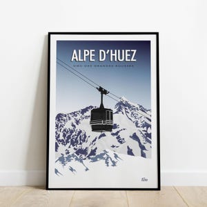 Alpe d&#39;Huez Reiseposter / DMC des Grandes Rousses / Vintage Gondelposter