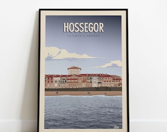 Hossegor Travel Poster / Silver Coast Travel Poster / Vintage Poster West Coast Landes