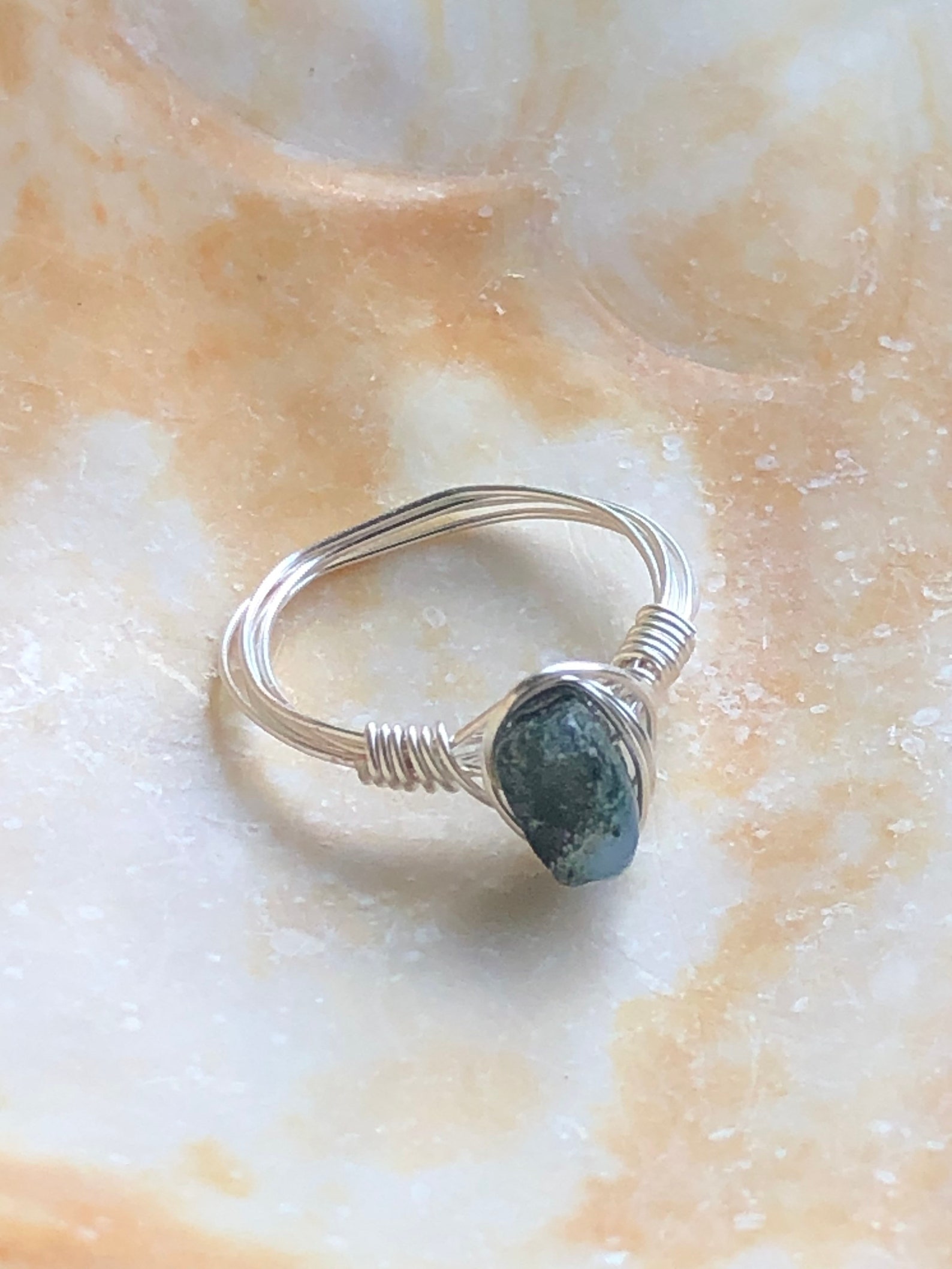 Natural moss agate ring | Etsy