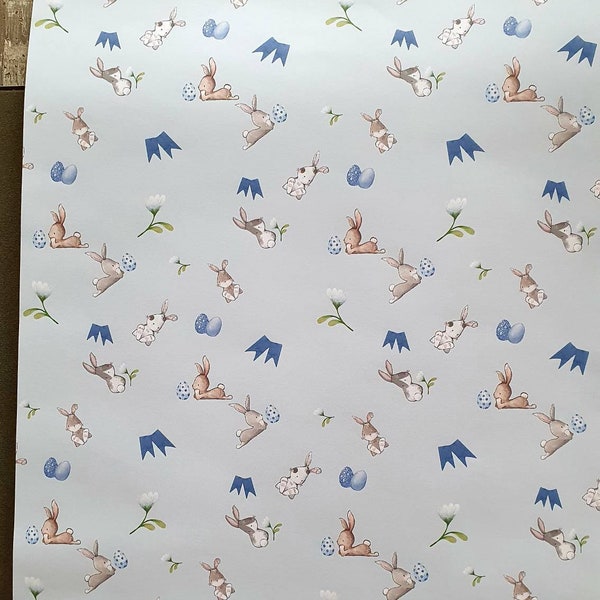 Wrapping paper "Bunny blue", 5 sheets, 30 x 42 cm, DIN A3, white matt paper 60g/sqm