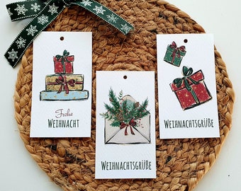 Anhänger Weihnachtspost,  3er-Set, handgefertigt, auch abgerundet erhältlich, Strukturpapier, mit verschiedenen Texten