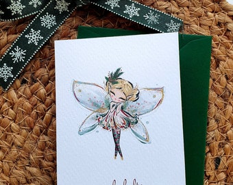 Mini Christmas card "Christmas Elf", folding card, textured paper, handmade, with matching envelope, DIN A7, portrait format