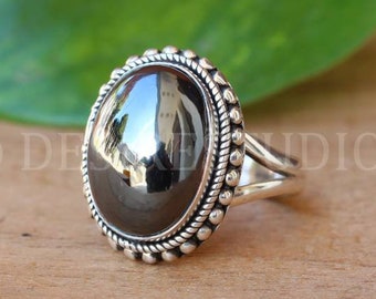 natural hematite ring, sterling silver statement ring, bold design, handmade ring, unique gemstone, birthday gift