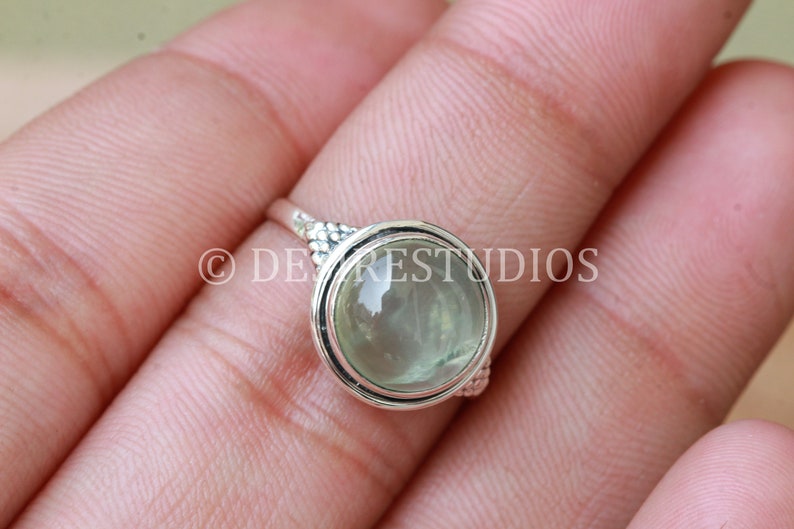 Natural Prehnite Ring Statement ring 925 Solid Sterling Silver handmade silver ring available in all US Ring sizes