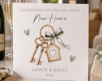 Personalised Watercolour New Home Card, Housewarming Gift for Couple, Custom Address Moving Card