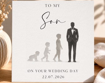 Son On Your Wedding Day Card, Wedding Day Card, Son Wedding Day, Personalised Wedding Card, Mother to Son Card, Groom Keepsake Card