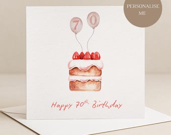 Personalised 70th Birthday Card, Milestone Age Grandma, Mother, Nana, Greeting Card