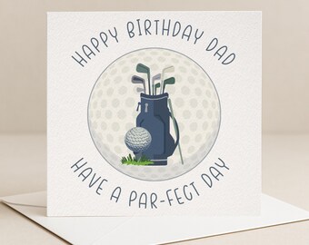 Funny Golf Birthday Card for Dad, Have a Par-fect Day Card, Golf Lover Dad Birthday Card, Sports Dad Greeting Card UK
