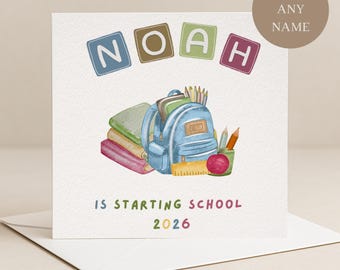 Personalised Name First Day at School Card, Good Luck on your 1st Day at School, Back to School Card, Going to School, Starting Reception
