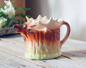 Vintage moose creamer / vintage Austrian moose pitcher / elk pitcher / retro kitchen / coffee tea condiment server / European cabin decor