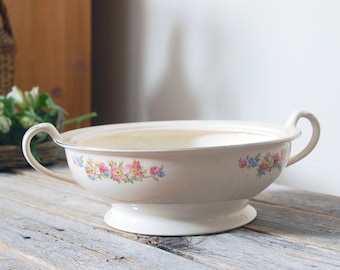 Vintage transferware tureen / floral tureen bowl / Paden City Princess bowl / cottagecore / French cottage farmhouse