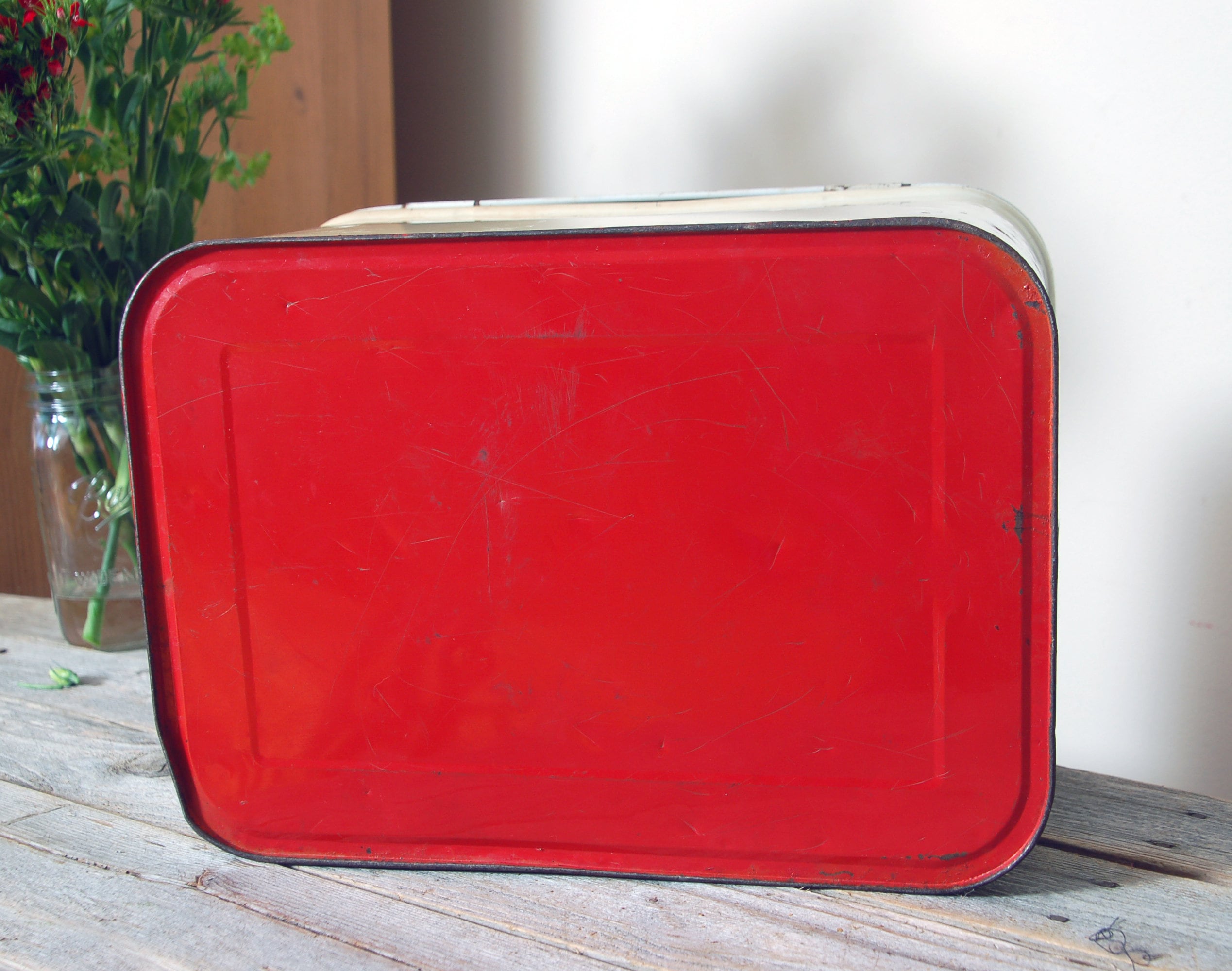 Vintage Tin Bread Box With Roses / Metal Pantry Box / Tin Etsy