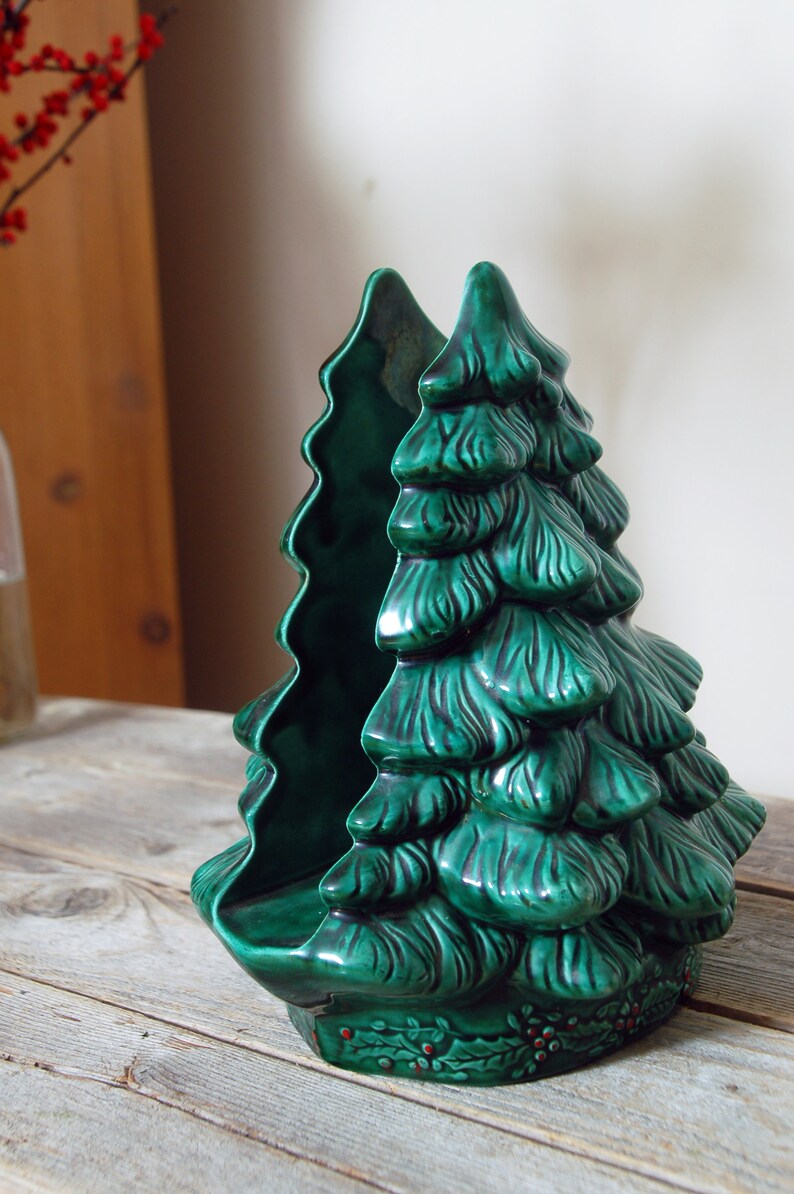 Vintage Christmas Tree Napkin Holder / Holland Mold Ceramic Etsy