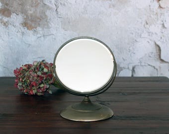 Antique shaving mirror with stand / Elite Metal Novelty Mfg table top mirror / silver shaving mirror / vintage mirror / vanity mirror
