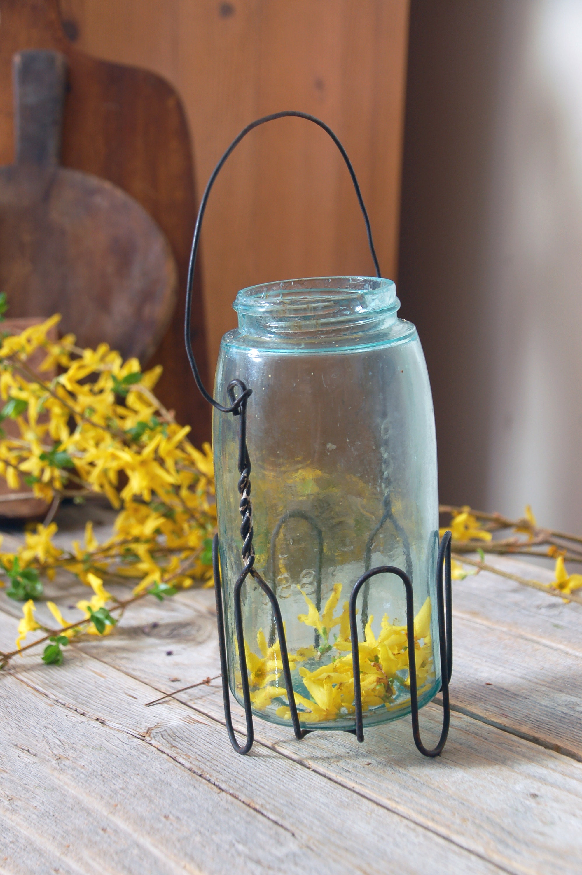 Vintage Wire Mason Canning Jar Holder With Rare Mason Jar / Etsy