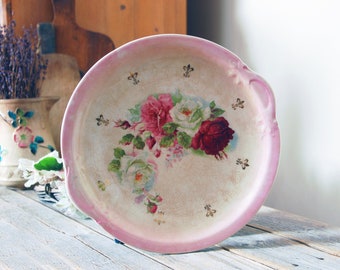 Vintage rose pattern china platter / George Bros floral platter / cottage home decor / shabby chic / vintage floral china serving dish