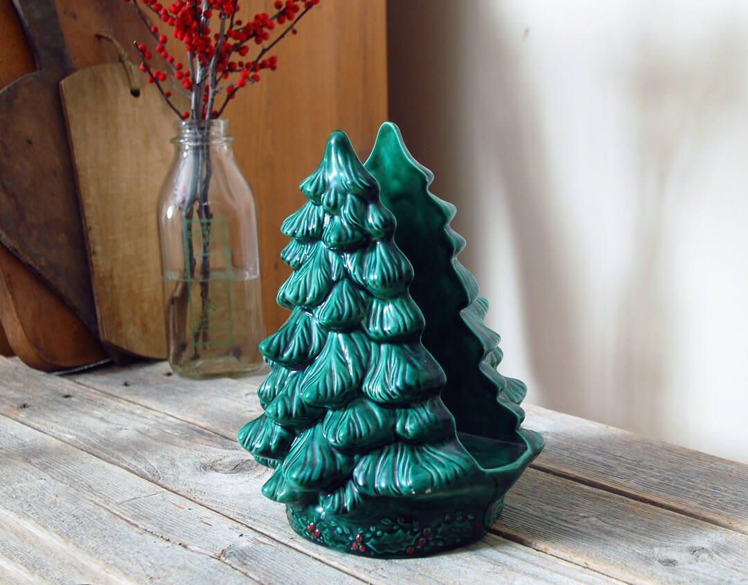 Vintage Christmas Tree Napkin Holder / Holland Mold Ceramic Etsy