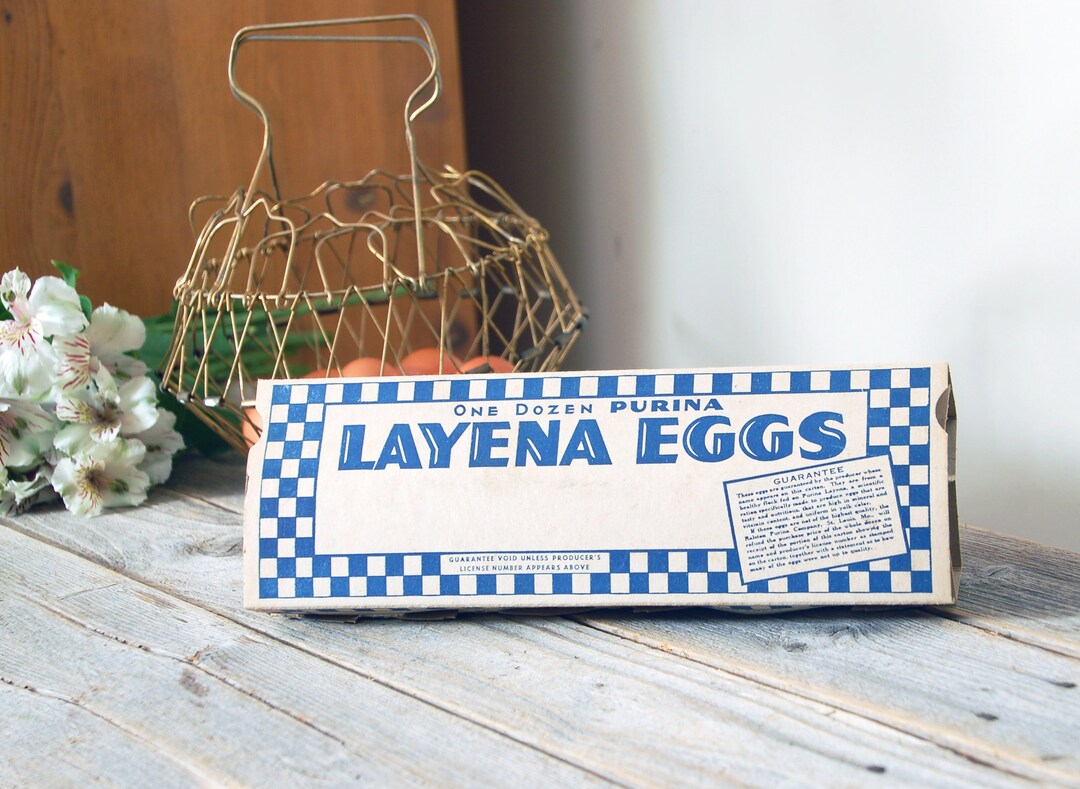 Vintage Cardboard Egg Box / One Dozen Eggs Purina Layena Box / Etsy