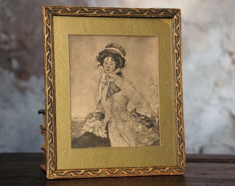 Antique print and frame of The Beaver Hat by Philip Wilson Steer / antique framed art print