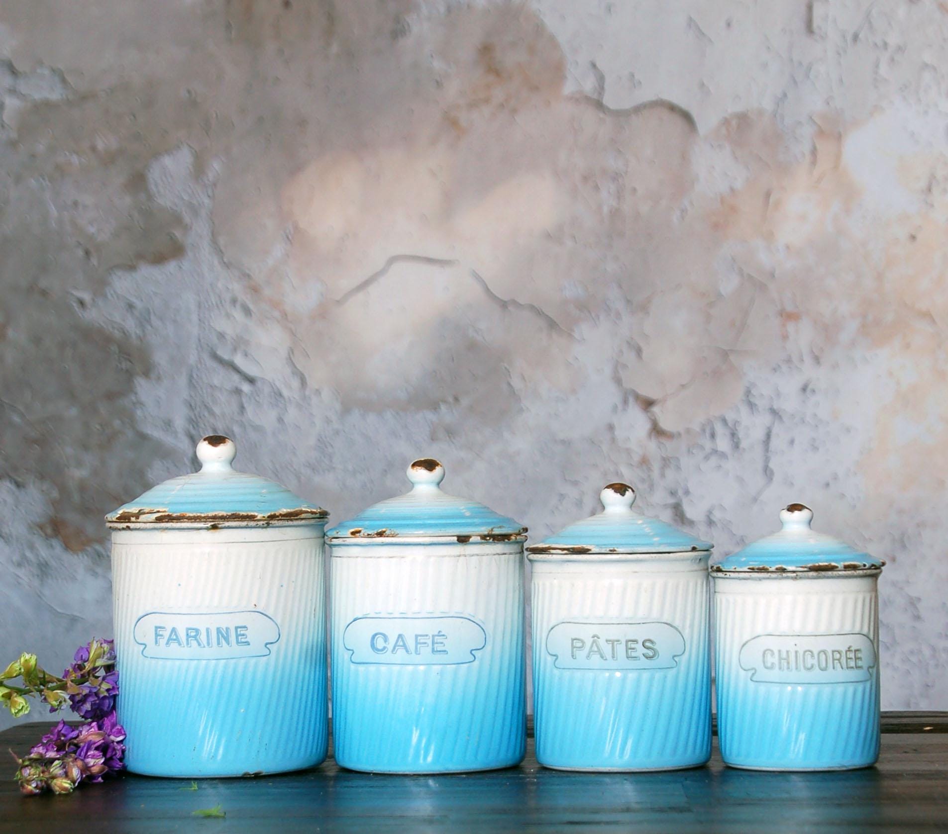 Antique Vintage White Canisters Containers - Etsy