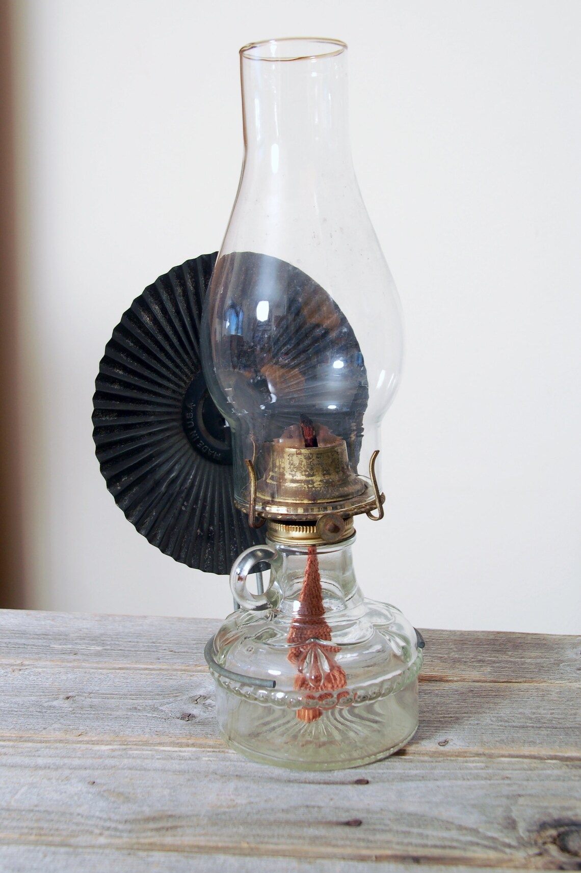 Antique hurricane oil lamp with reflector / 1920s oil lamp / Etsy