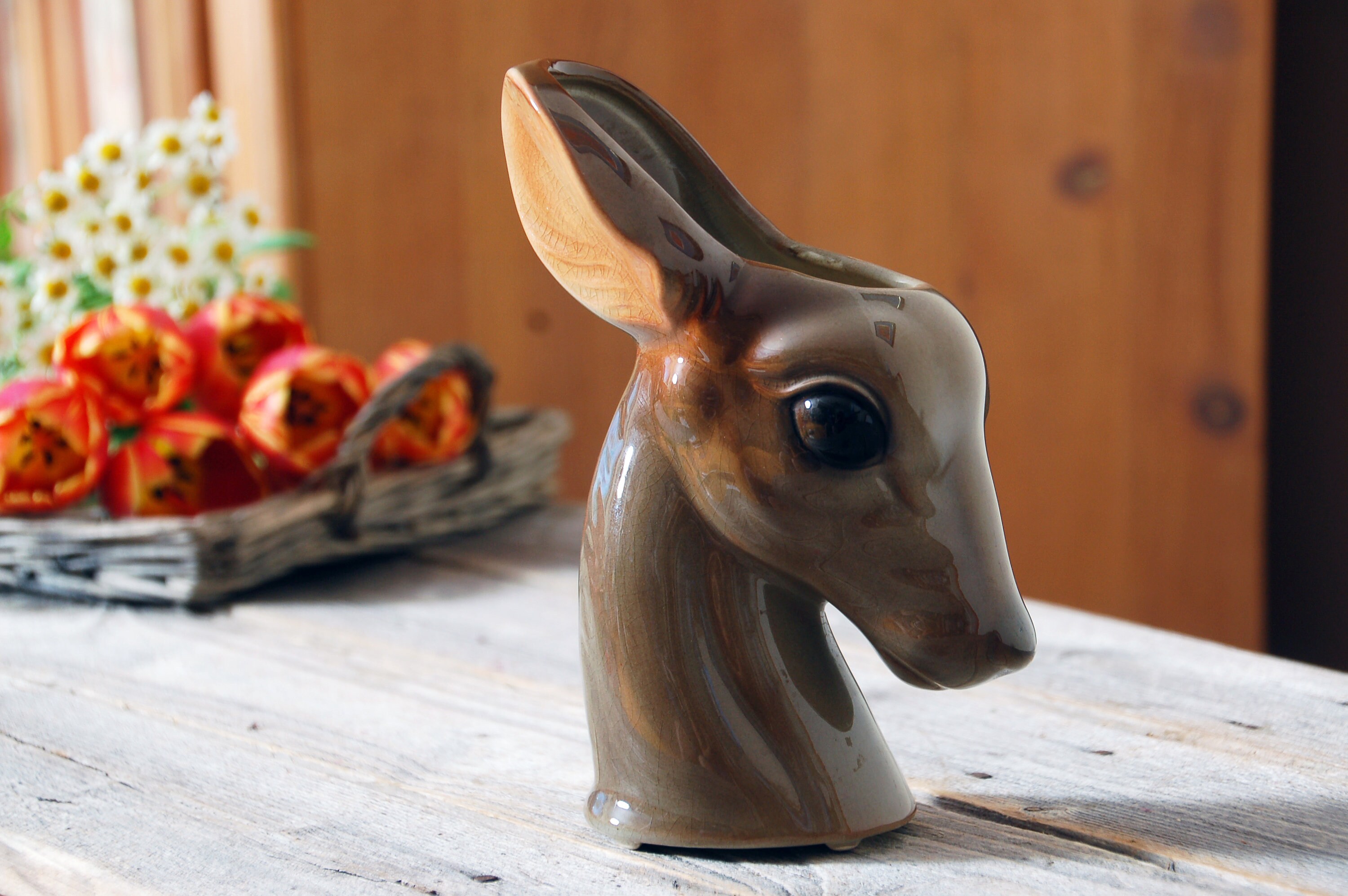 Vintage deer head vase / Royal Copley deer head vase planter / Etsy