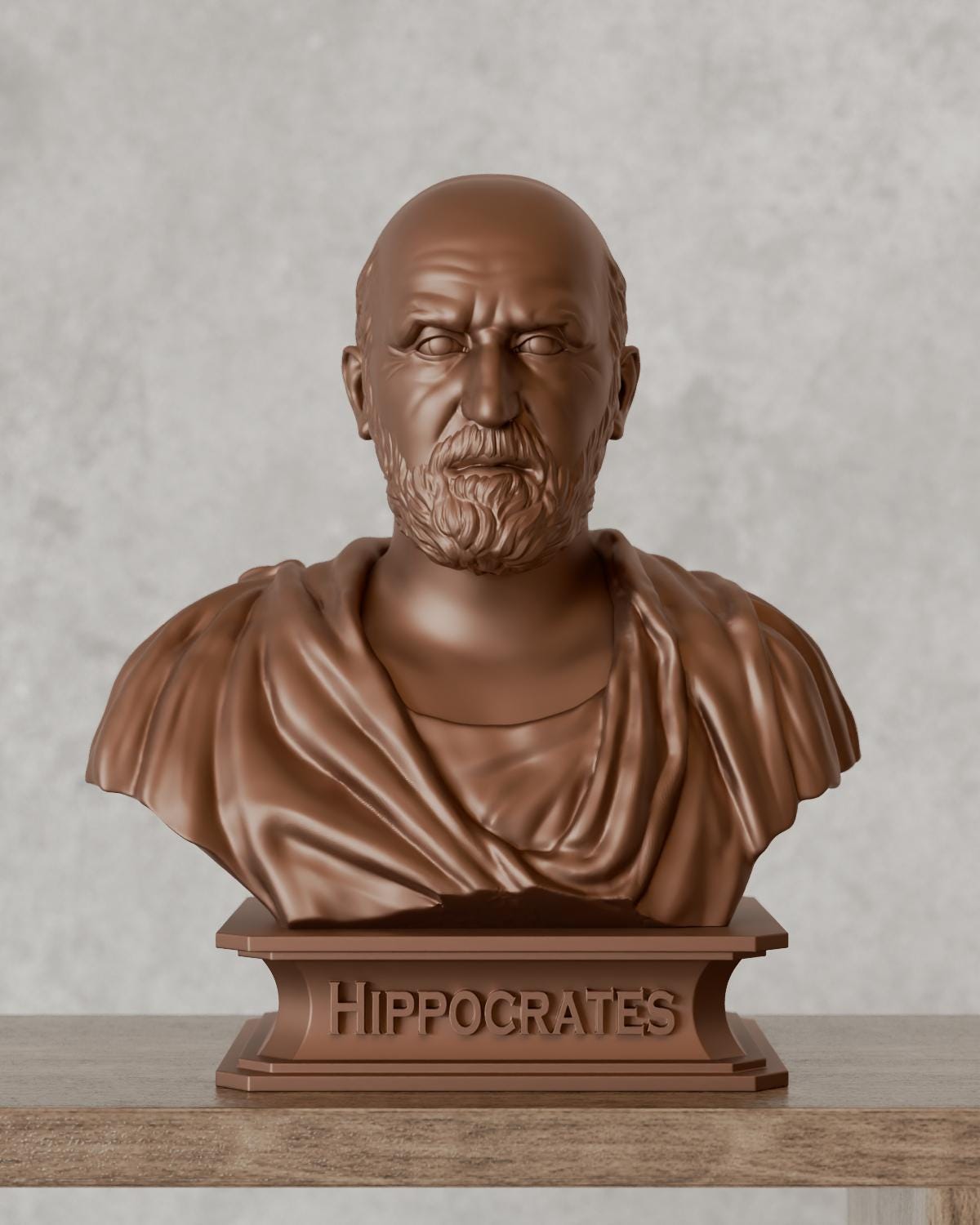 Buste D'Hippocrate En Albâtre - Sculpture Grecque Antique Reproduction, Hauteur 18.5 Cm, Fait Main En Grèce
