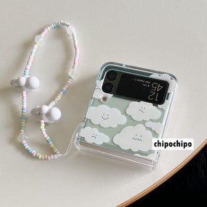 Cute Cloud Samsung Zflip case, with Chain, hard case, for Samsung  Z flip 5 3/4, SM-7110, y2k, 90’s, Girls Women