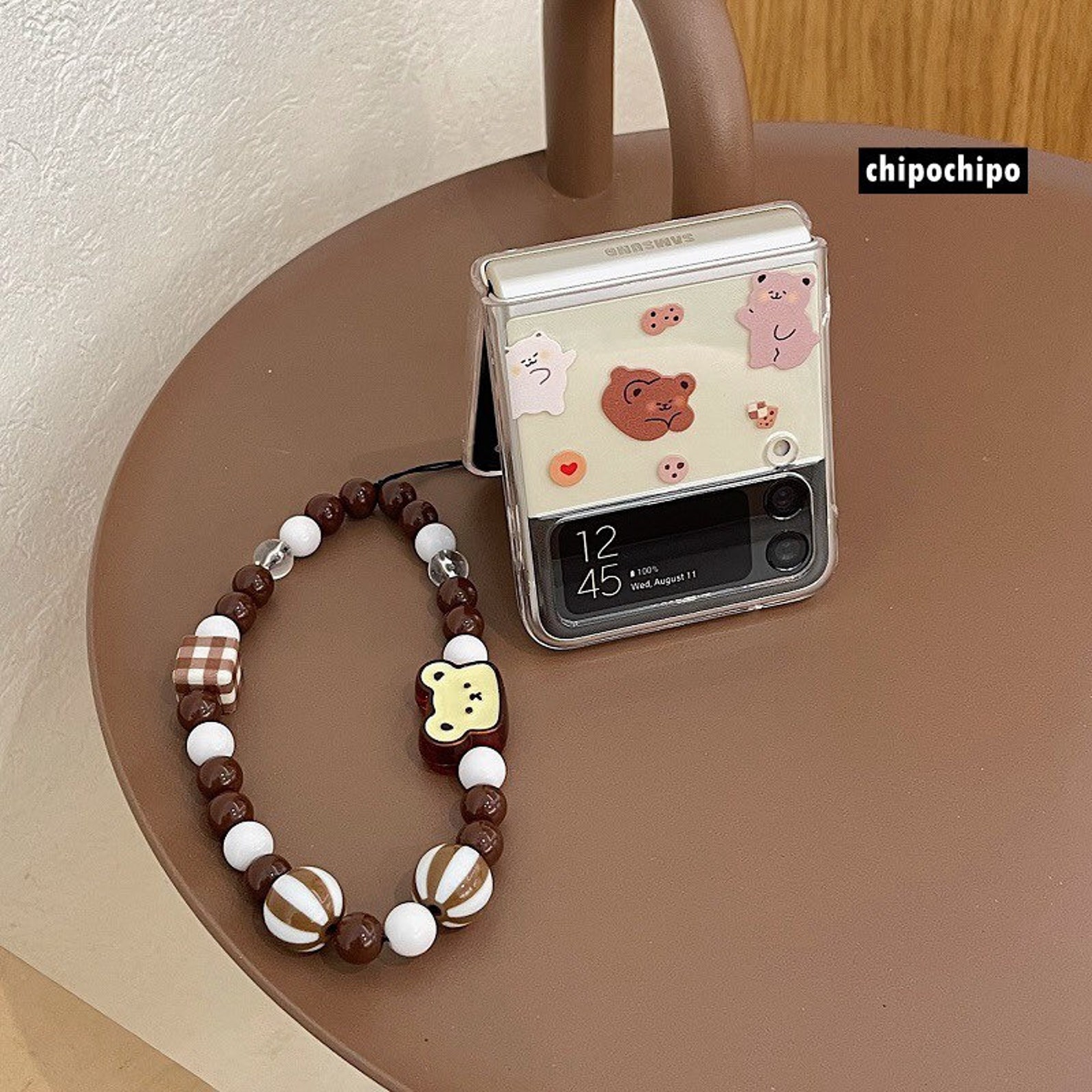 Cute Bear Samsung Zflip Case With Chain Hard Case for Etsy