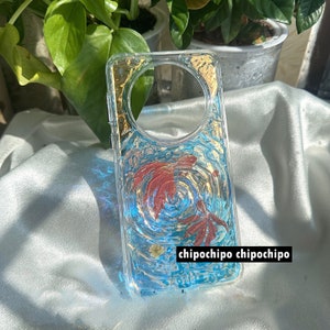 Koi fish Aurora Epoxy Phone Case, for all iPhone Samsung Model, iphone 15 14 13 pro max, xs, xr, plus, S24 23 21, 22, ultra, z flip5 4 3