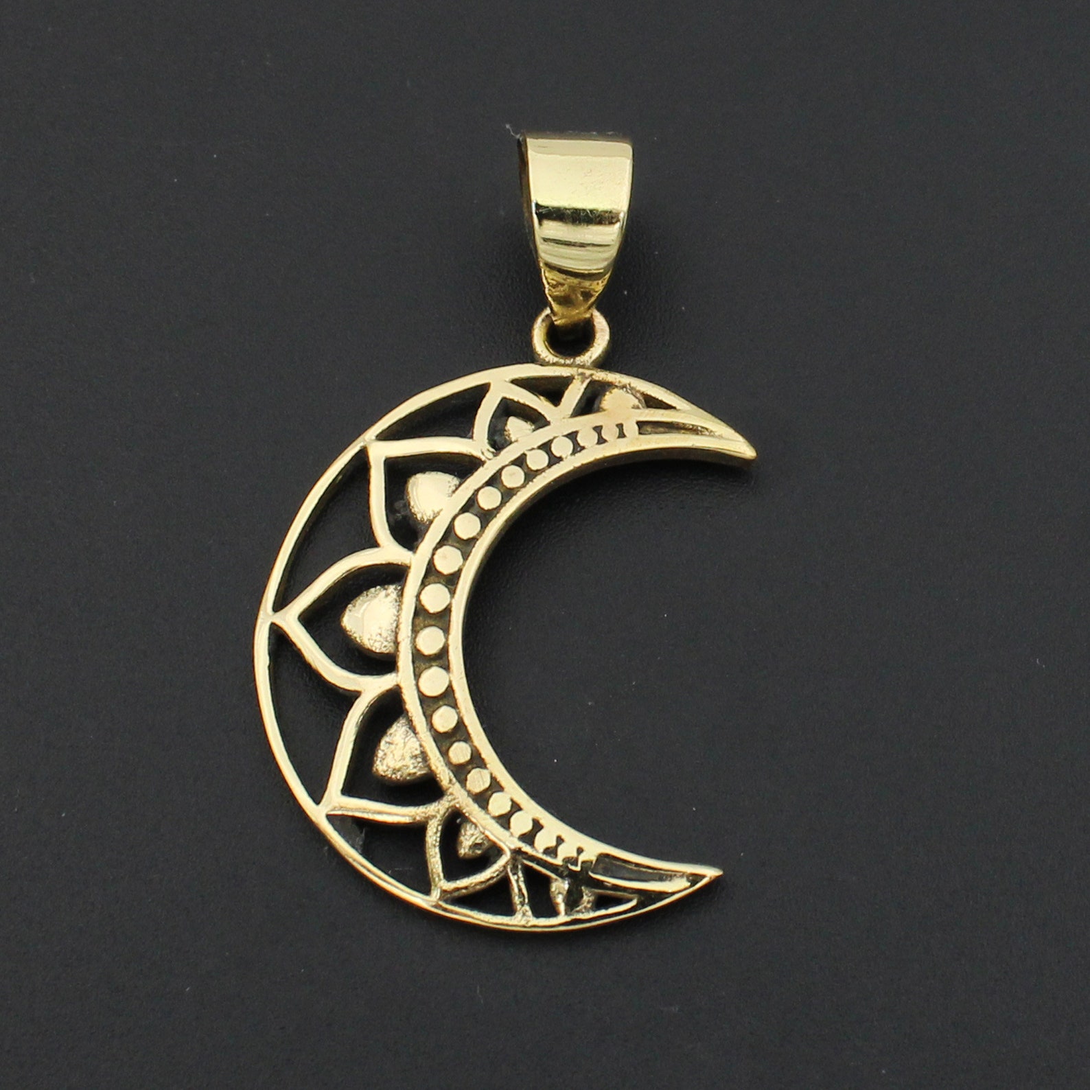 Brass Celtic Half Moon Pendant Brass Pendant Moon Design Etsy UK