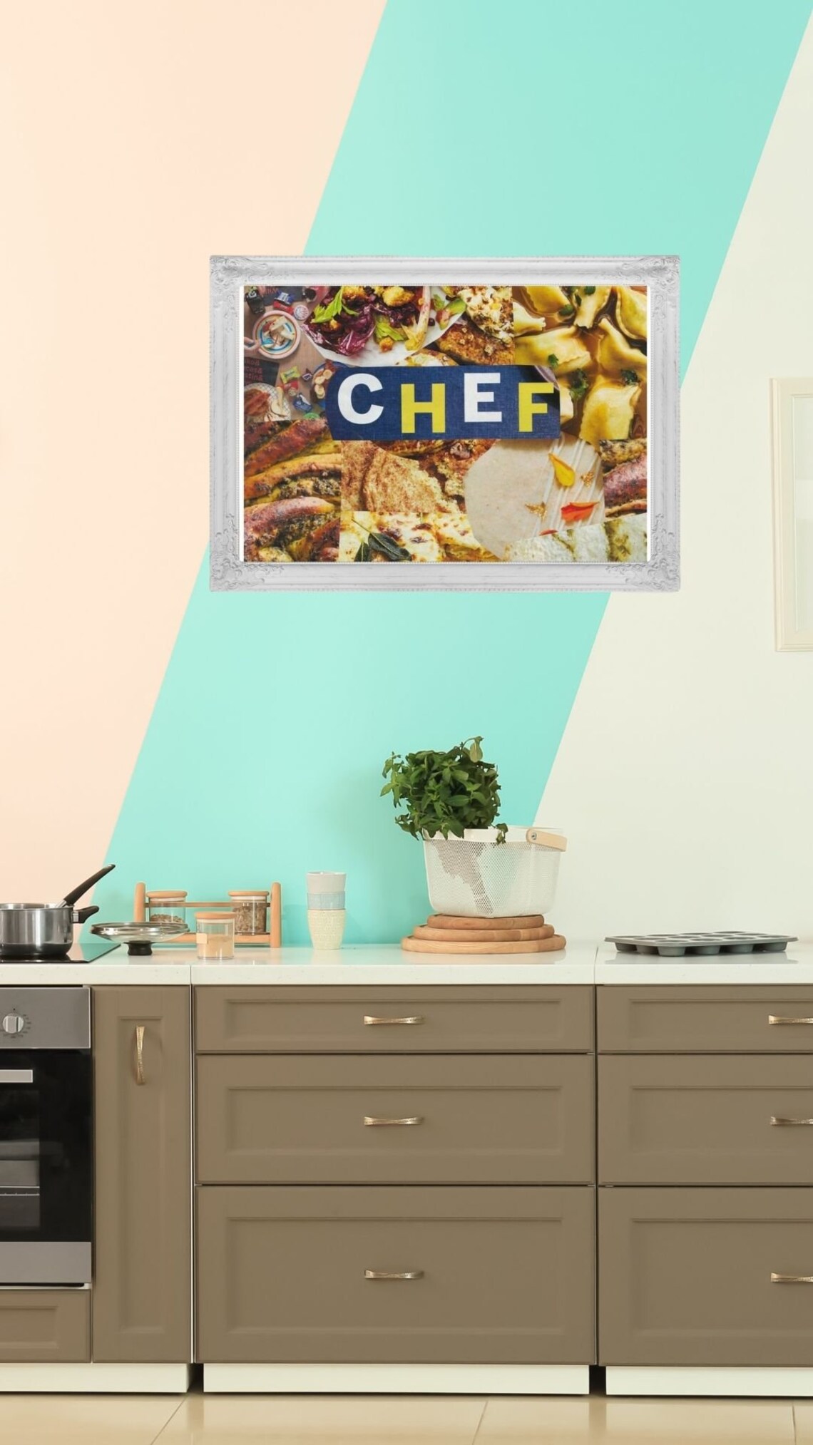 Chef Wall Art Cardstock Paper Paintings Wall Art Kitchen Etsy