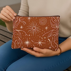 Celestial Makeup Bag: Boho Cosmic Zipper Pouch - Astrology Gift