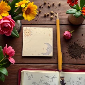 Celestial Sticky Note Pad Organisatie Bureauaccessoire Compact ontwerp Moon Sun Kosmisch briefpapier Planningstool Studentenbenodigdheden Kantoorartikel