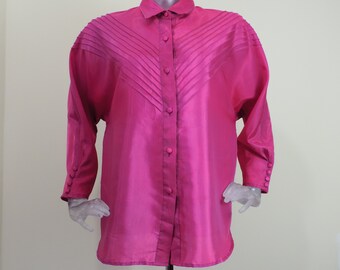 VINTAGE 1980s Cerise Pink Pleated 