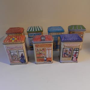 Vintage French Shop House Tins/Craft Ideas/Gift Idea/Storage Tin//Metal Container/ Collectable tin/ Country Kitchen/ Lidded Tin