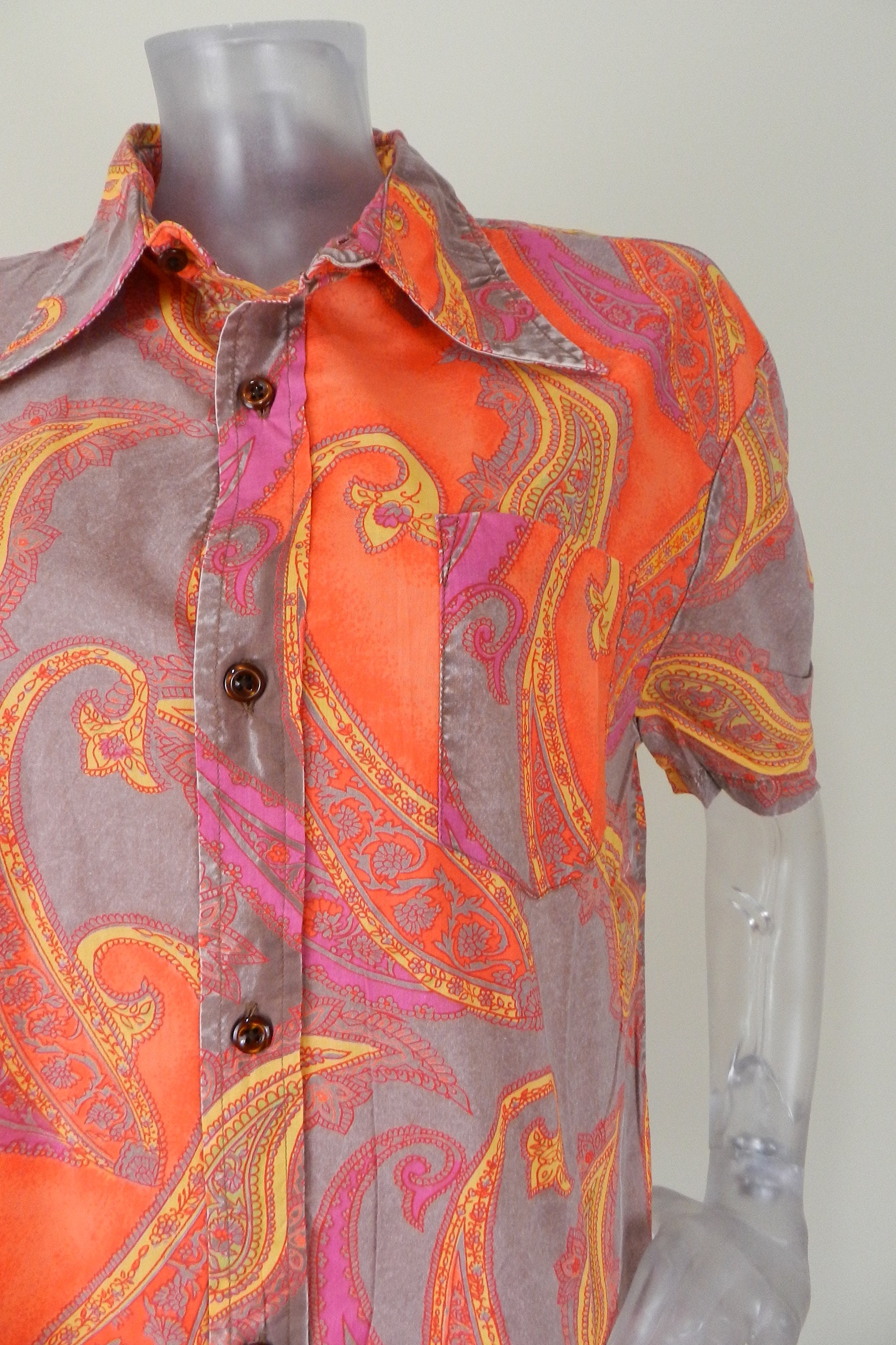 NOS Guess Cotton Shirt Top Orange Pink 