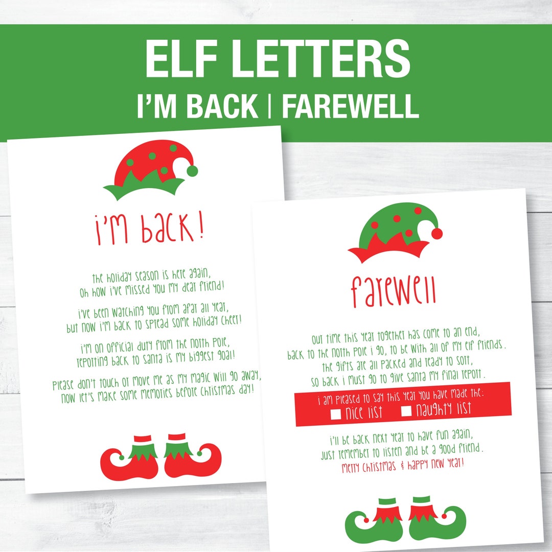 Elf Welcome Letter Farewell Letter PRINTABLE - Etsy