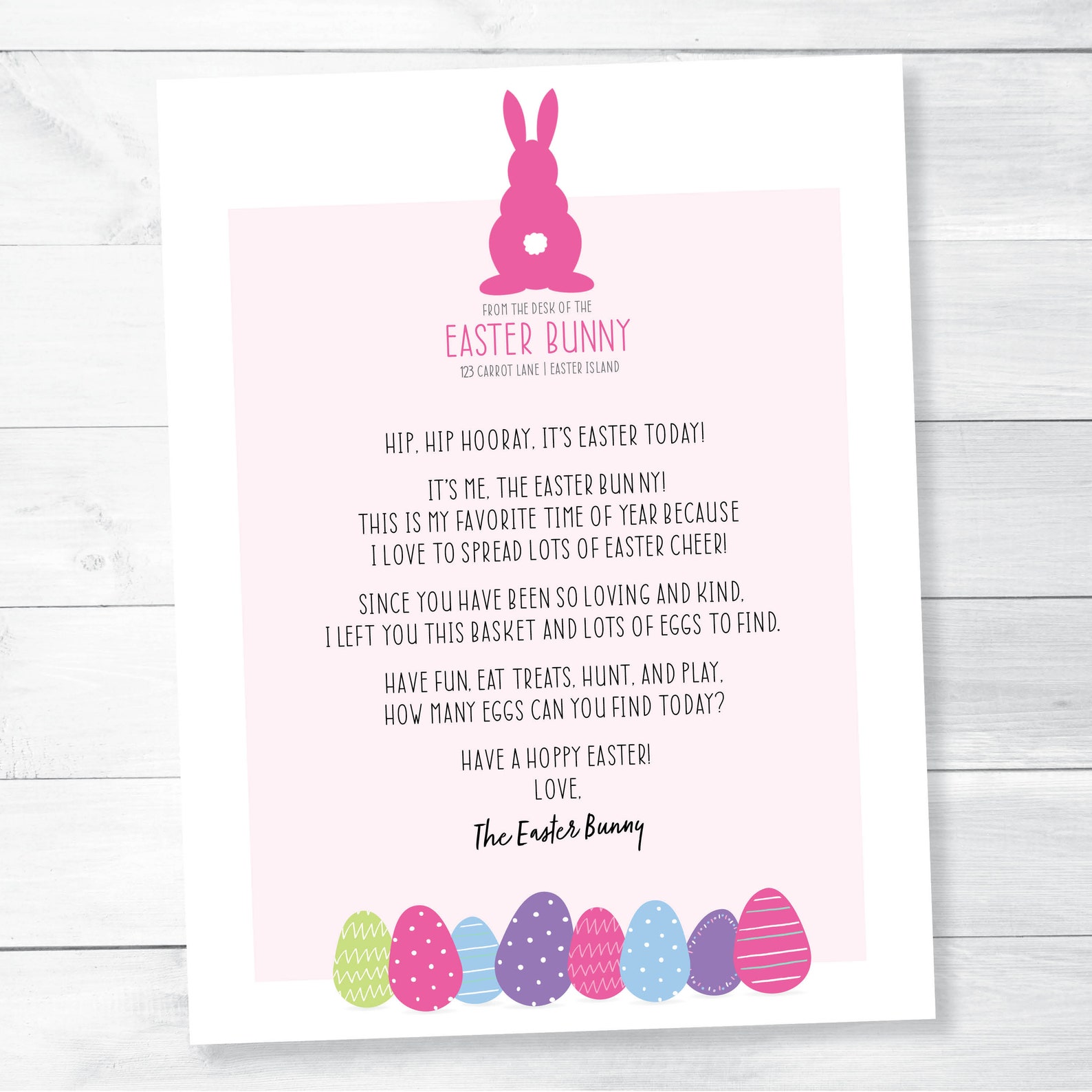 Easter Bunny Note Template