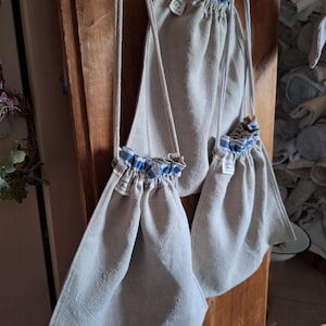 Leinenbrotbeutel,  aus Vintage Rolltuch,  Handmade,  Zero waste, Upcyling