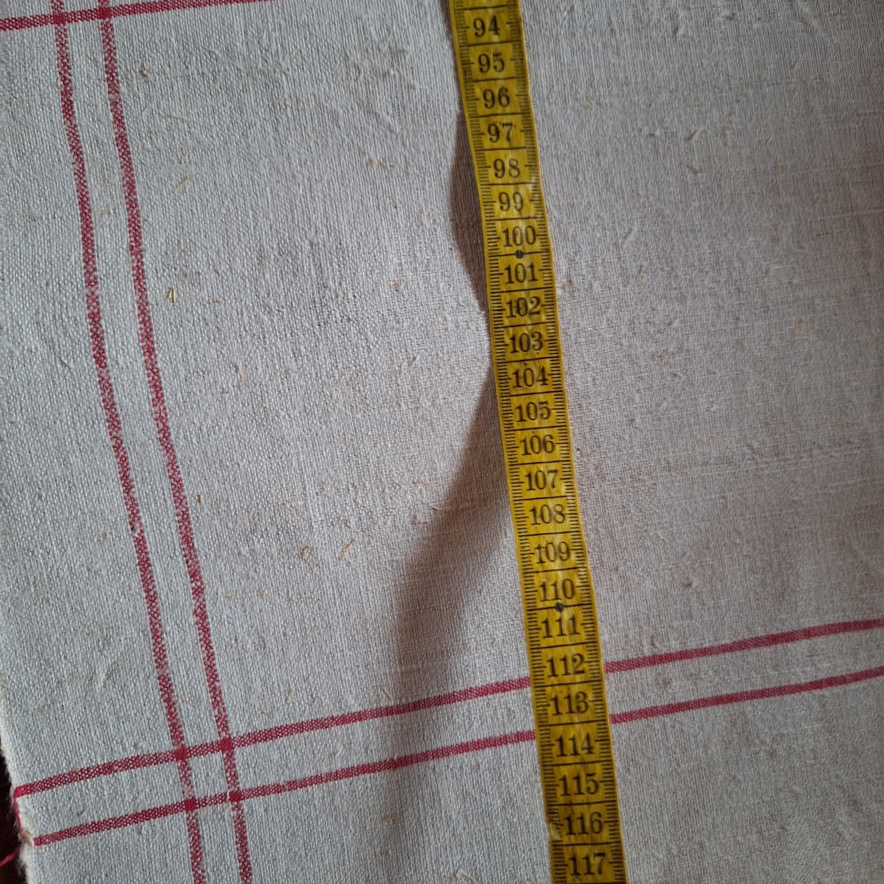 Ancient Handwoven Linen Fabric With Red Border - Etsy Sweden