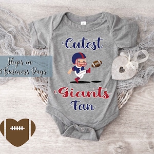 Cutest Giants Fan Babysuit Bodysuit. Personalized Football Fan baby clothes L-0073