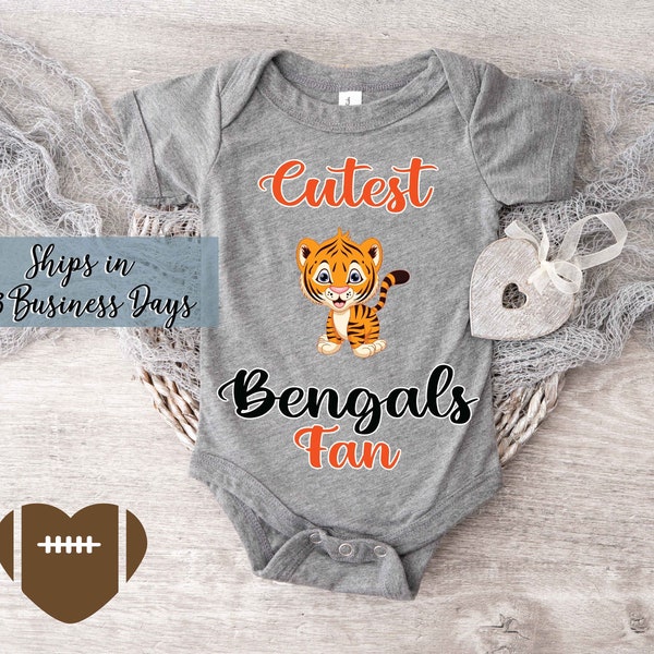 Cutest Bengal Fan Babysuit Bodysuit. Personalized Football Fan baby clothes L-0108