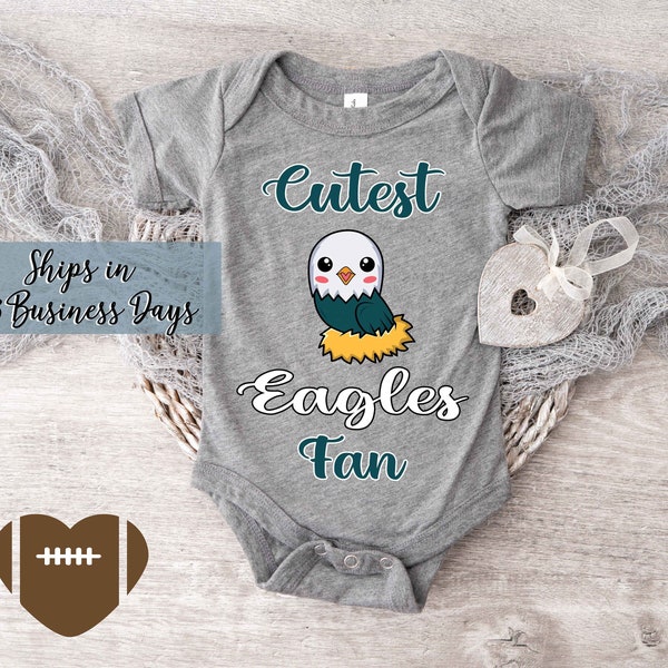 Cutest Eagles Fan Babysuit Bodysuit. Personalized Football Fan baby clothes L-0113