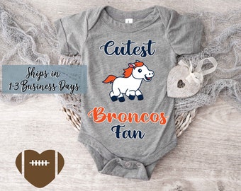 Cutest Broncos Fan Babysuit Bodysuit. Personalized Football Fan baby clothes L-0067