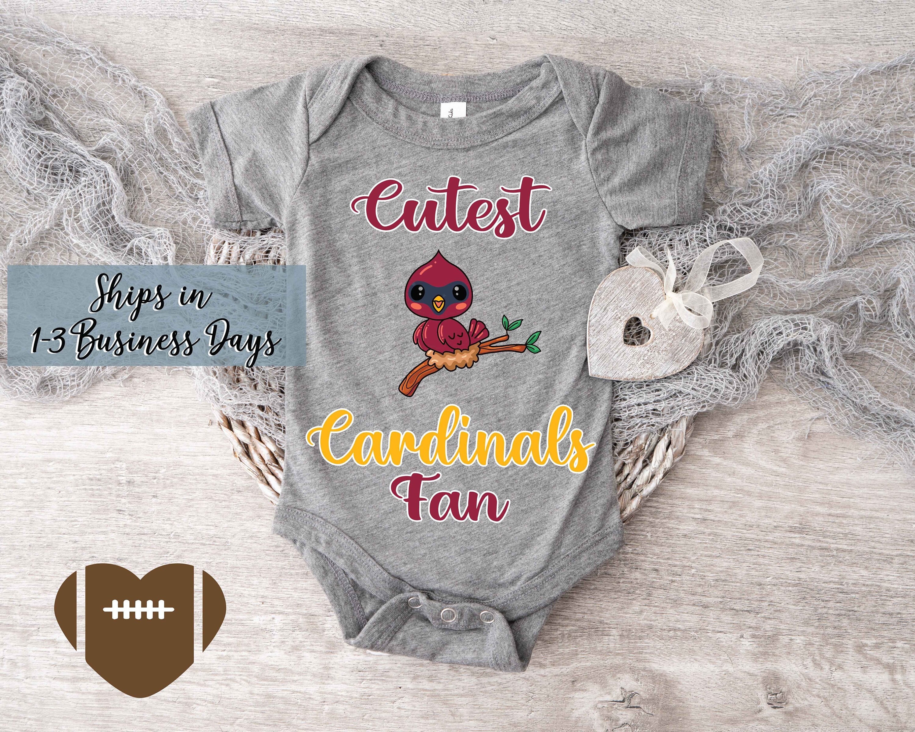 Cutest Cardinals Fan Babysuit Bodysuit. Personalized Football 